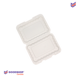 Boîtes à emporter compostable format rectangulaire | un compartiment blanc | 150 unités