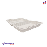 Boîtes à emporter compostable format rectangulaire | un compartiment blanc | 150 unités